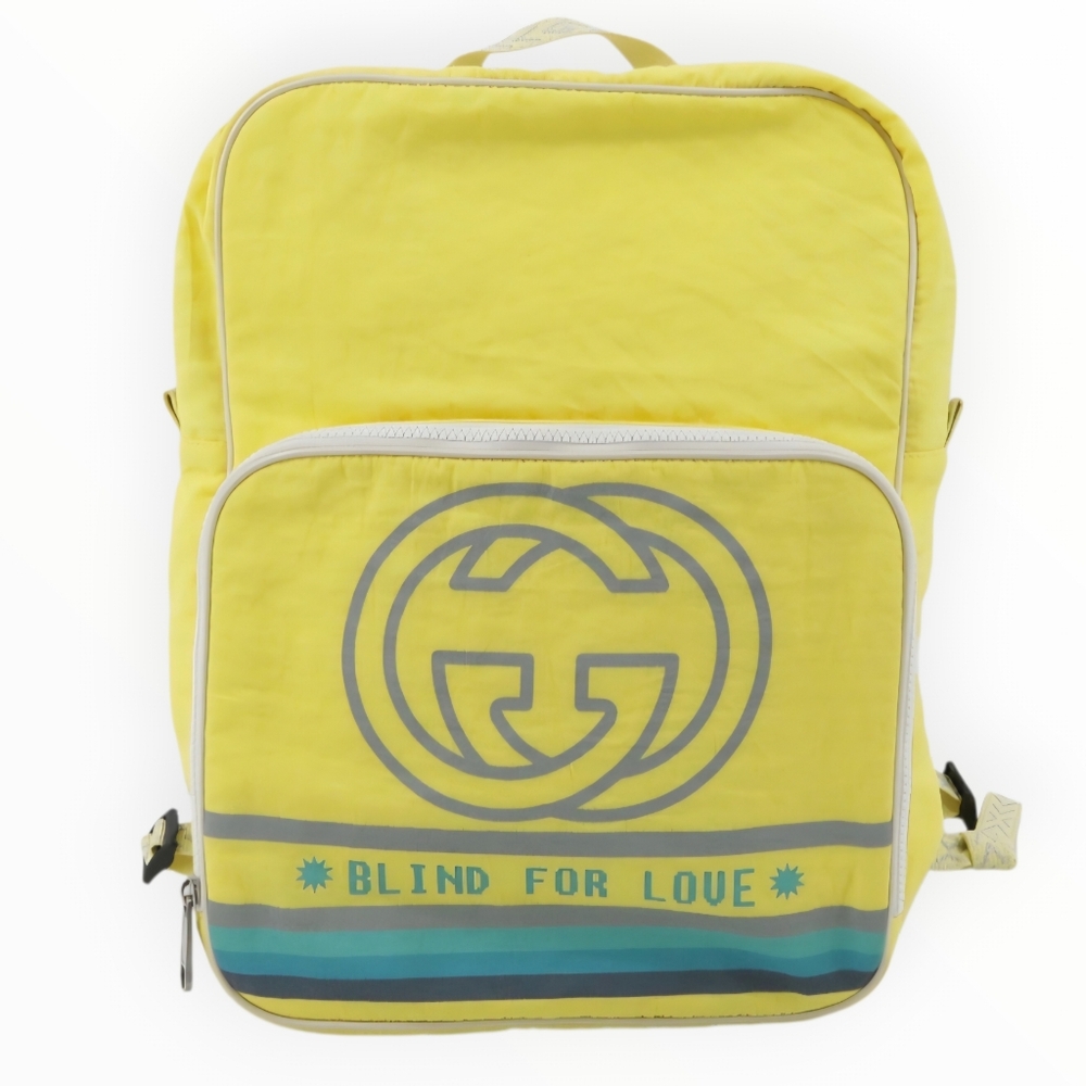 GUCCI Backpack Blind For Love Yellow Interlocking GG Nylon